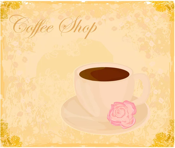 Tasse de café avec des éléments de design abstrait - arrière-plan grunge — Image vectorielle