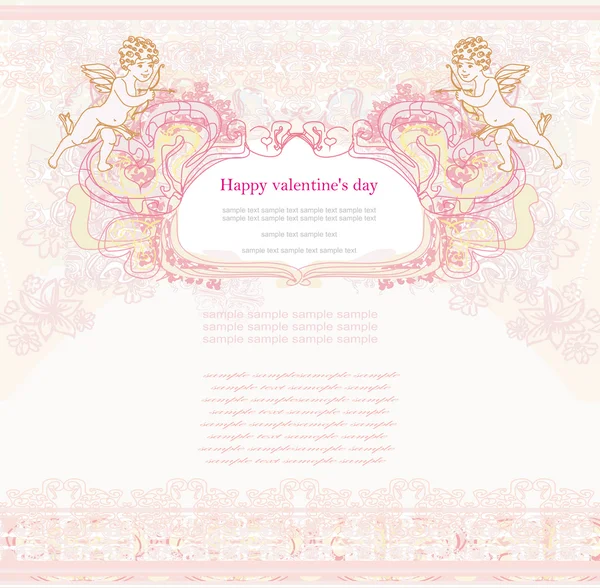 Happy valentine's day card with cupid — Stock Vector