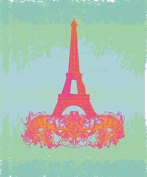 Vintage retro Eiffelova věž karta — Stockový vektor