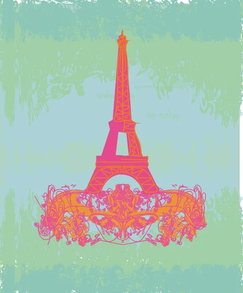 Vintage retro Torre Eiffel tarjeta — Vector de stock