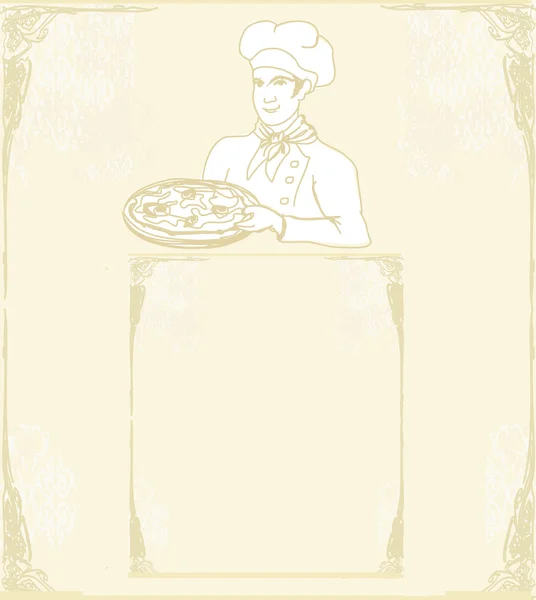 Pizza Menu met chef-kok sjabloon — Stockvector