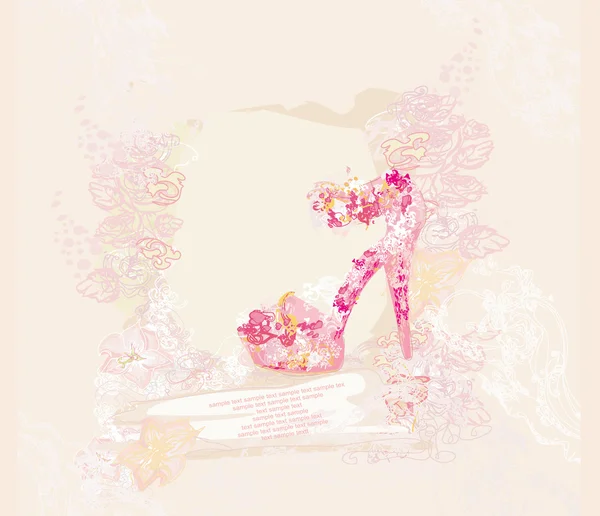 Ayakkabı vintage çiçek soyut poster — Stok Vektör