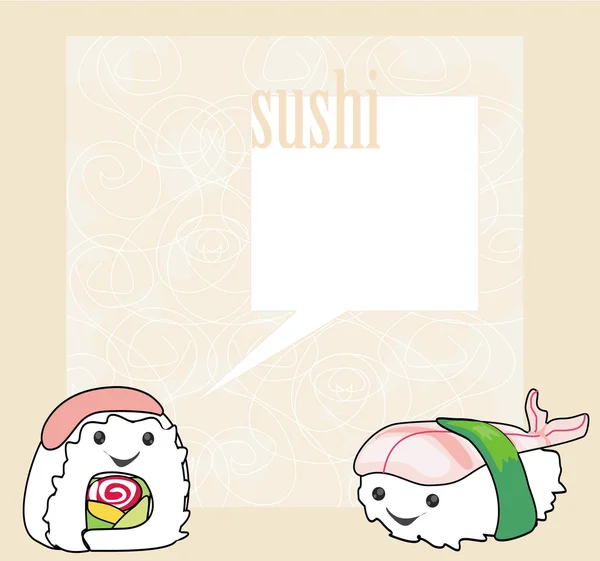 Leuke sushi cartoon illustratie - vector kaart — Stockvector