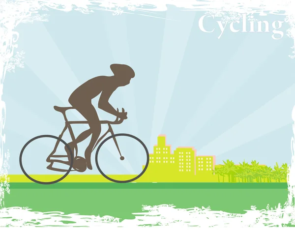 Ciclismo uomo silhouette grunge Poster — Vettoriale Stock