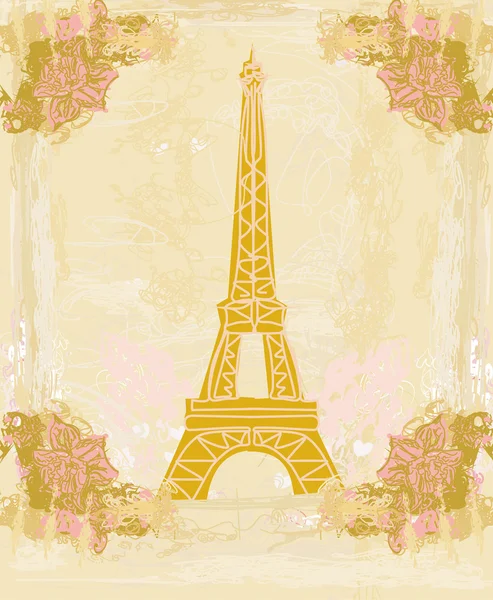 Vintage retro cartão Torre Eiffel —  Vetores de Stock