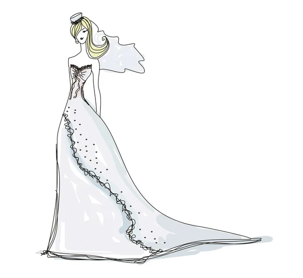 Belle mariée doodle — Image vectorielle