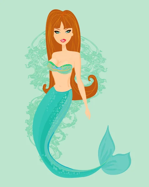 Ilustración de una hermosa tarjeta de sirena — Vector de stock