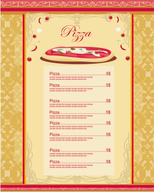 Pizza menü şablonun kartı
