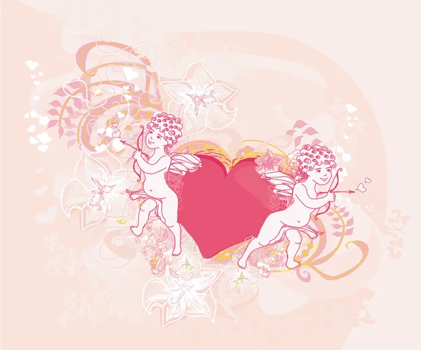 Happy Valentijnsdag kaart met cupid — Stockvector