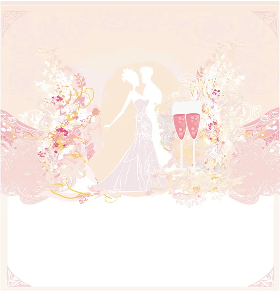 Danseurs couple mariage salle de bal - carte d'invitation — Image vectorielle