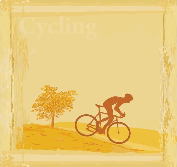 Cycling man silhouette Grunge Poster Template vector — Stock Vector