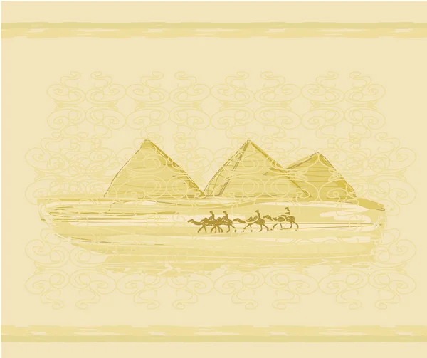 Старий папір з пірамідами гіза — стоковий вектор