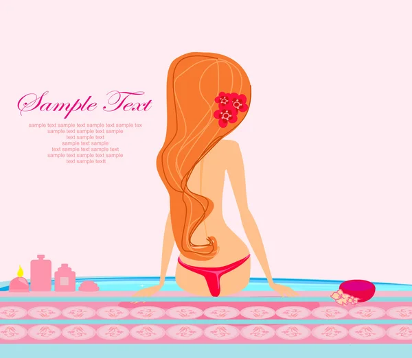 Bonita chica disfrutando elegante spa — Archivo Imágenes Vectoriales
