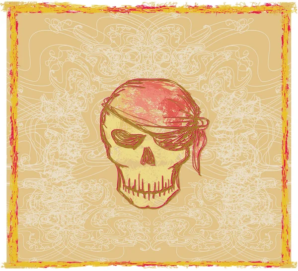 Skull Pirate - retro card — Stock Vector