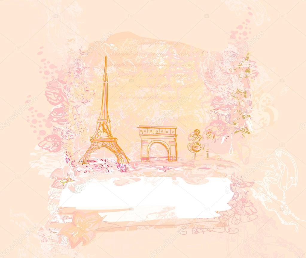 Eiffel tower artistic background. Vector illustration. 