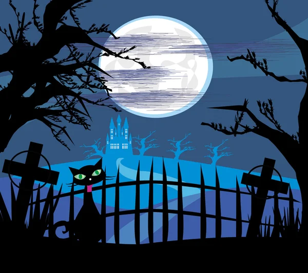 Gato en el cementerio — Vector de stock