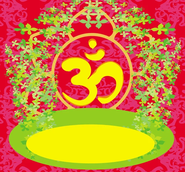 Om aum symbol on a red background — Stock Vector