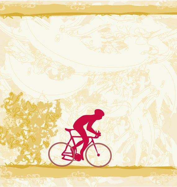 Vélo homme silhouette grunge Affiche — Image vectorielle