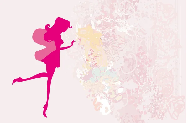 Fond floral avec une belle silhouette de fée — Image vectorielle