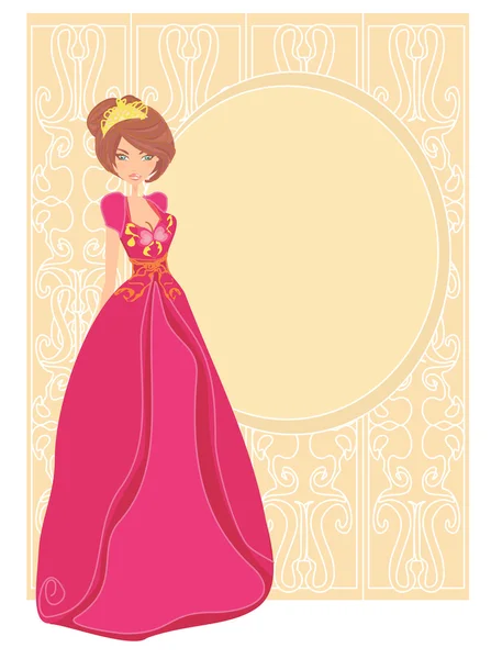 Vacker prinsessa karaktär kort — Stock vektor