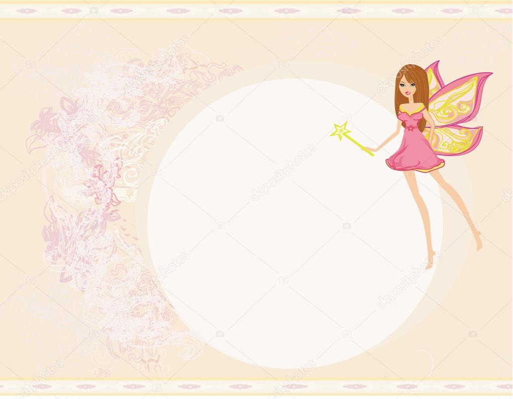 floral background with a beautiful fairy card