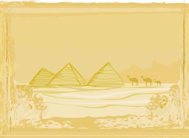 Piramitler giza ile eski kağıt 