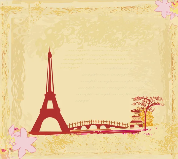 Torre Eiffel fundo artístico. Ilustração vetorial. —  Vetores de Stock