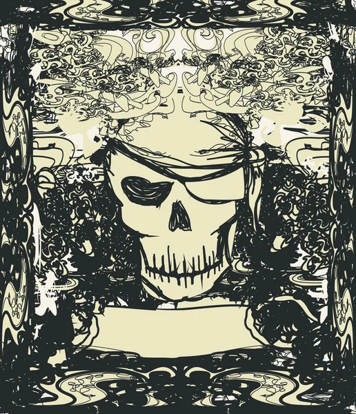 Skull Pirate - cartão retro — Vetor de Stock