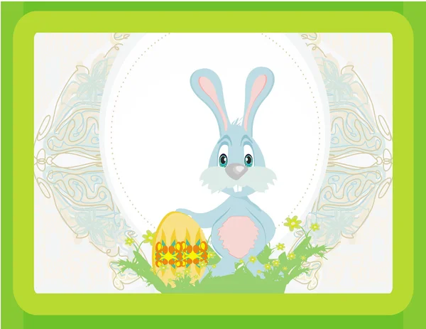 Illustration des glücklichen Osterhasen mit Ei — Stockvektor