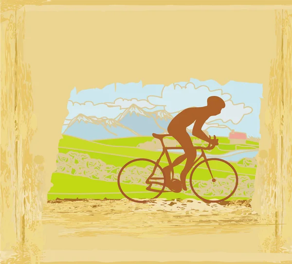 Fietsen man silhouet grunge poster sjabloon vector — Stockvector