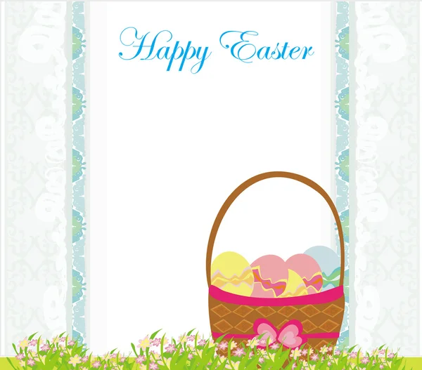 Happy easter border with eggs - card — Stock Vector