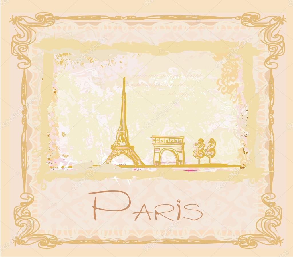 vintage retro Eiffel tower card 