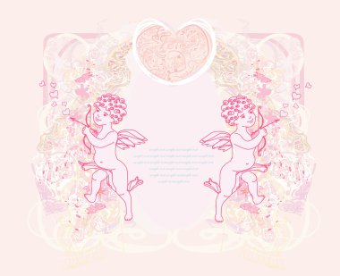 Mutlu Sevgililer günü kartı ile aşk tanrısı