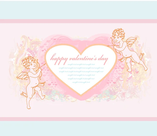 Happy valentine's day card with cupid — Stock Vector