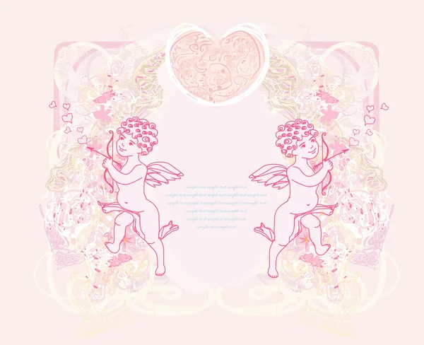 Happy Valentijnsdag kaart met cupid — Stockvector