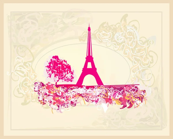 Carte abstraite Tour Eiffel rétro vintage — Image vectorielle