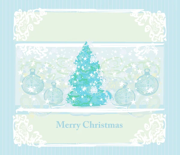 Árvore de Natal abstrata com cartão de bugigangas —  Vetores de Stock