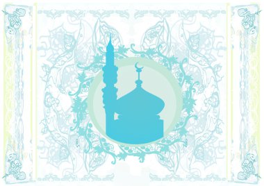 Ramazan arkaplanı - cami siluet vektör kartı