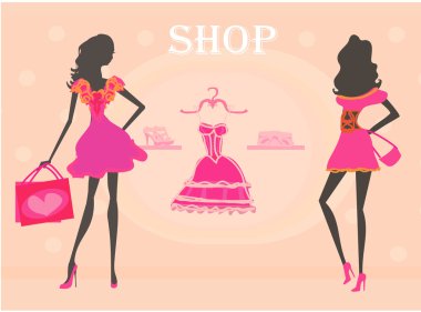 siluetleri alışveriş moda kızlar 