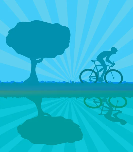 Fietsen man silhouet grunge poster sjabloon — Stockvector