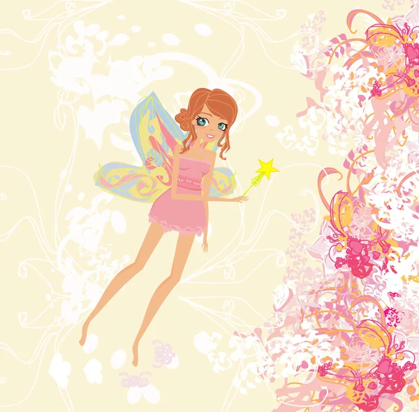 美しい妖精の魔法の杖のベクトル グラフィック カード — ストックベクタ