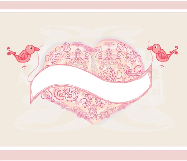 バレンタインデーグリーティングカード付き2甘い愛鳥 — ストックベクタ