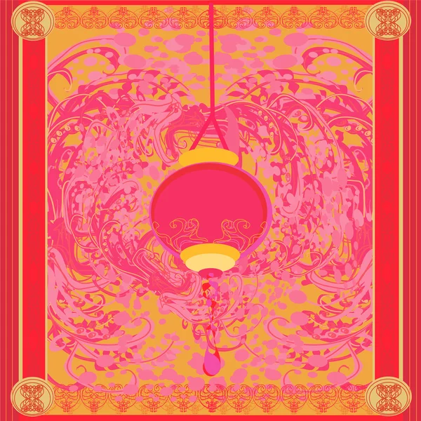 Nouvel An chinois avec carte lanterne — Image vectorielle