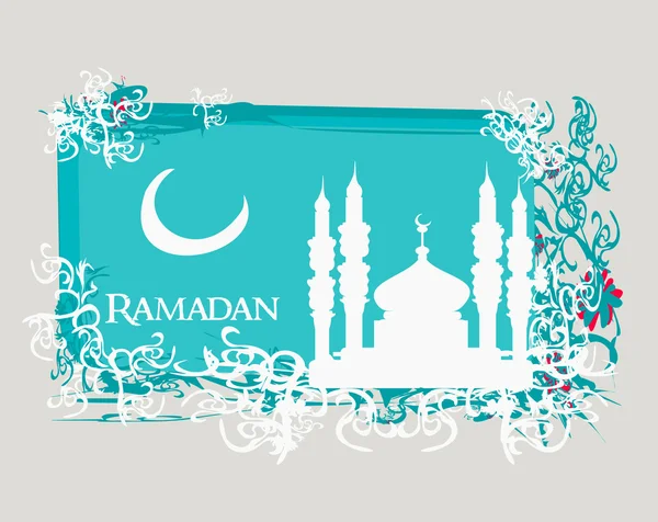 Ramadan sfondo - scheda vettoriale silhouette moschea — Vettoriale Stock