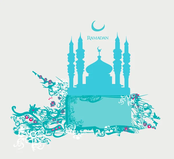 Ramadan achtergrond - moskee silhouet vector kaart — Stockvector