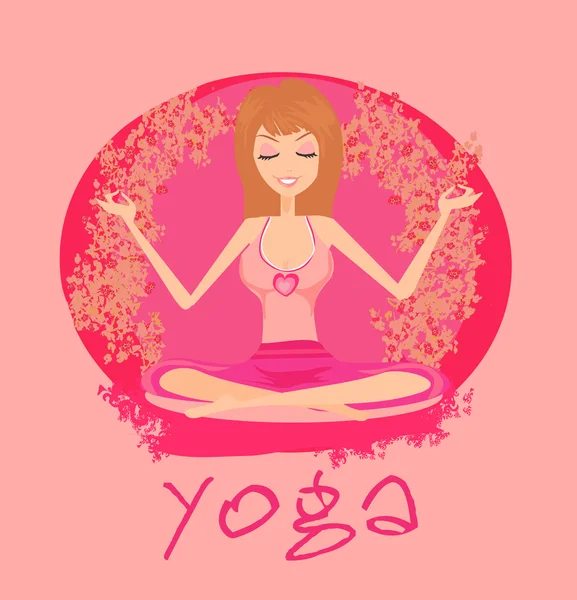 Ragazza di yoga in posizione loto — Vettoriale Stock