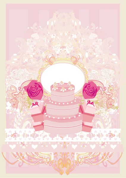 Feliz Aniversário - abstrato floral cartão de saudação — Vetor de Stock