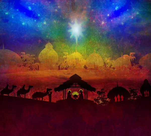 Bijbels tafereel - geboorte van Jezus in Bethlehem. — Stockfoto