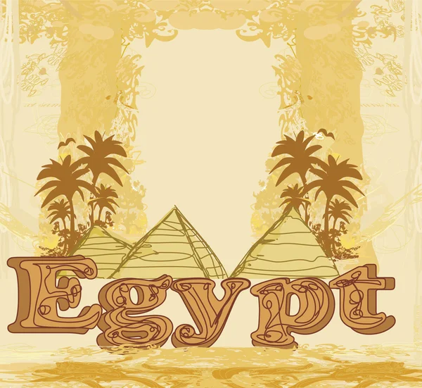 Vintage-Rahmen mit Pyramiden Giza — Stockvektor