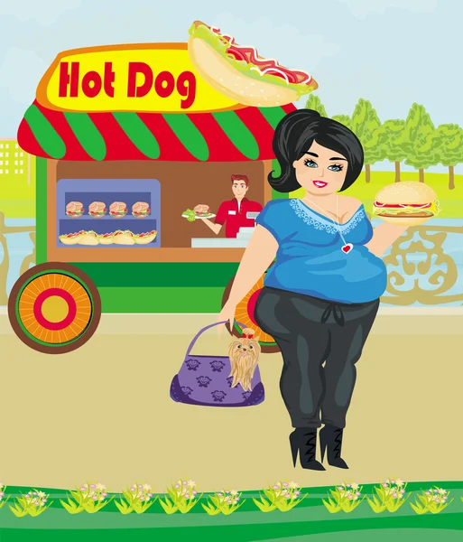 Stand de hot dog en la ciudad — Archivo Imágenes Vectoriales